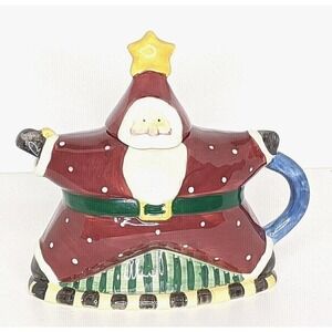 Sakura Debbie Mumm Santa Star Mini Teapot 2 Cup Flawless Christmas